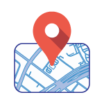 Location icon. Image of a location pin and a map of El Paso Central Appraisal District.